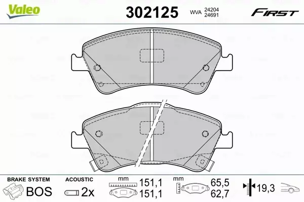 VALEO KLOCKI HAMULCOWE 302125 