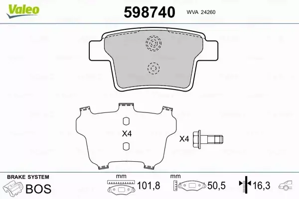 VALEO KLOCKI HAMULCOWE 598740 