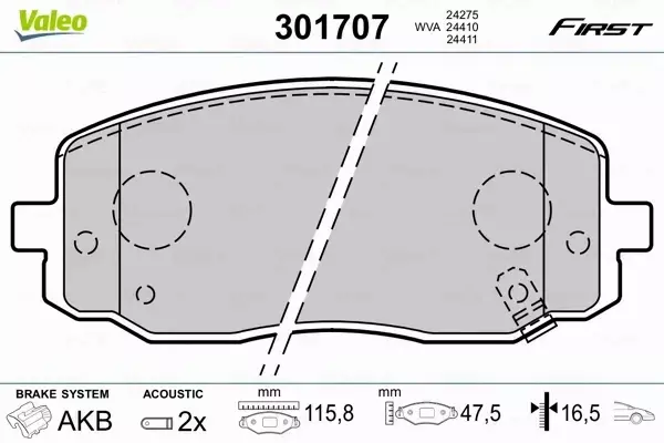 VALEO KLOCKI HAMULCOWE 301707 