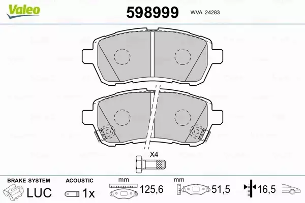 VALEO KLOCKI HAMULCOWE 598999 