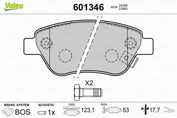 VALEO KLOCKI HAMULCOWE 601346 