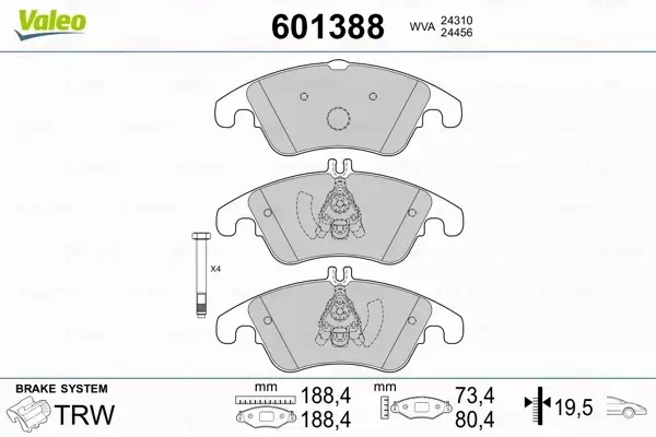 VALEO KLOCKI HAMULCOWE 601388 