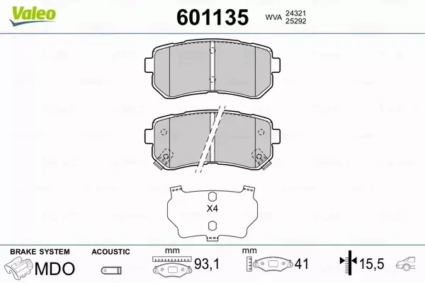 VALEO KLOCKI HAMULCOWE 601135 