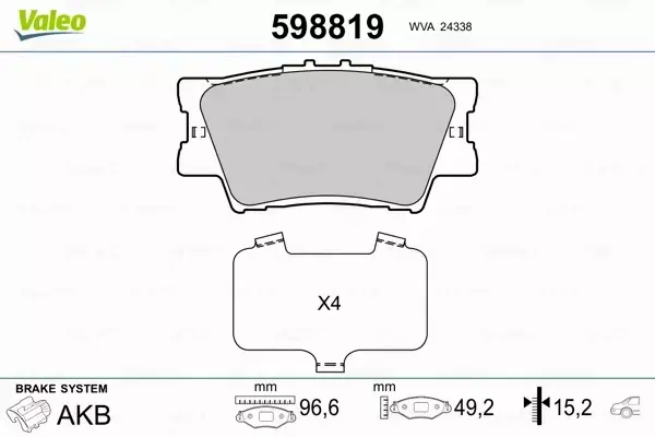 VALEO KLOCKI HAMULCOWE 598819 