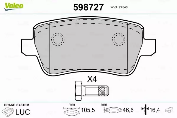 VALEO KLOCKI HAMULCOWE 598727 