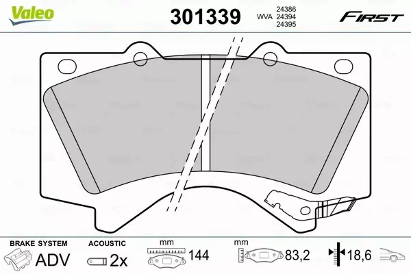 VALEO KLOCKI HAMULCOWE 301339 