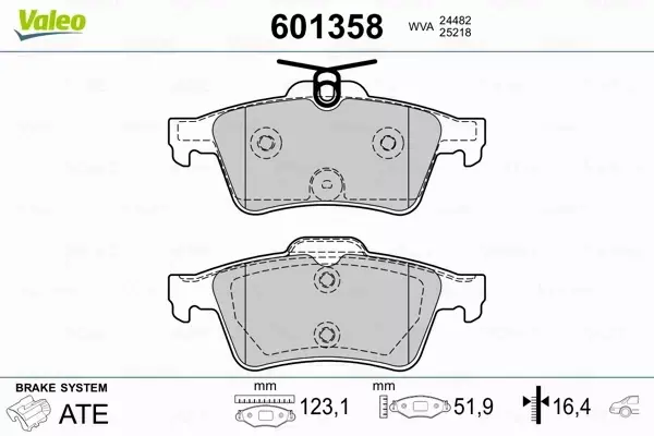 VALEO KLOCKI HAMULCOWE 601358 