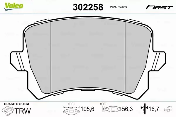 VALEO KLOCKI HAMULCOWE 302258 