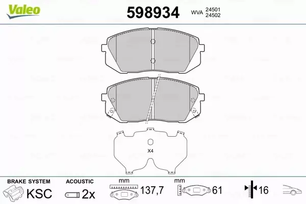 VALEO KLOCKI HAMULCOWE 598934 