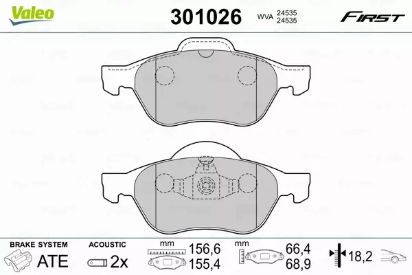 VALEO KLOCKI HAMULCOWE FIRST 301026 