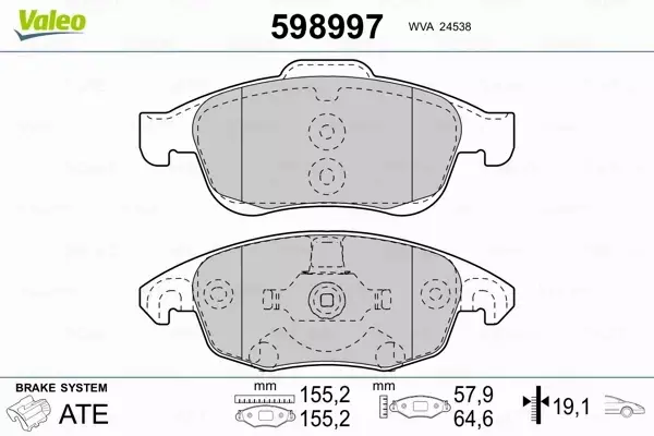 VALEO KLOCKI HAMULCOWE 598997 