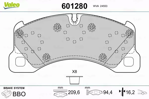 VALEO KLOCKI HAMULCOWE 601280 