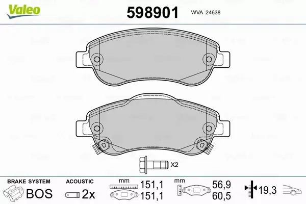 VALEO KLOCKI HAMULCOWE 598901 