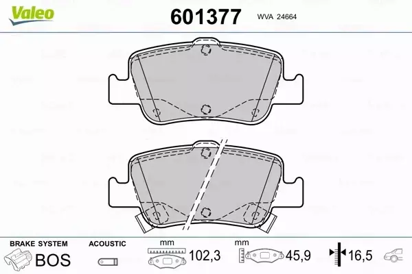 VALEO KLOCKI HAMULCOWE 601377 