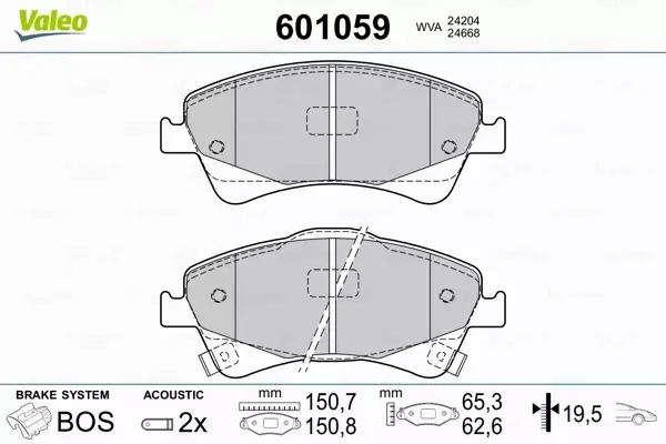 VALEO KLOCKI HAMULCOWE 601059 