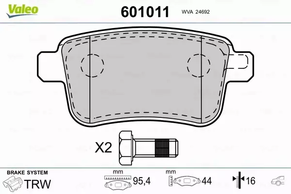 VALEO KLOCKI HAMULCOWE 601011 