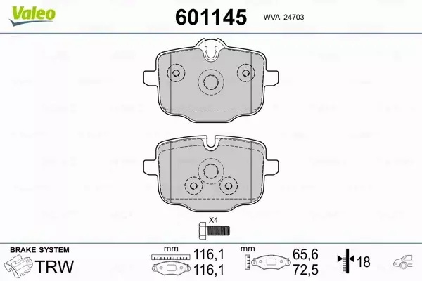 VALEO KLOCKI HAMULCOWE 601145 