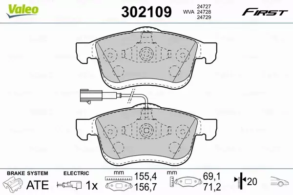 VALEO KLOCKI HAMULCOWE FIRST 302109 