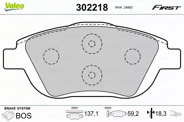 VALEO KLOCKI HAMULCOWE 302218 