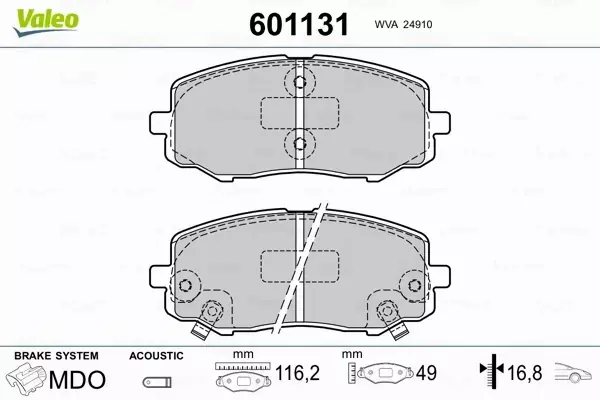 VALEO KLOCKI HAMULCOWE 601131 