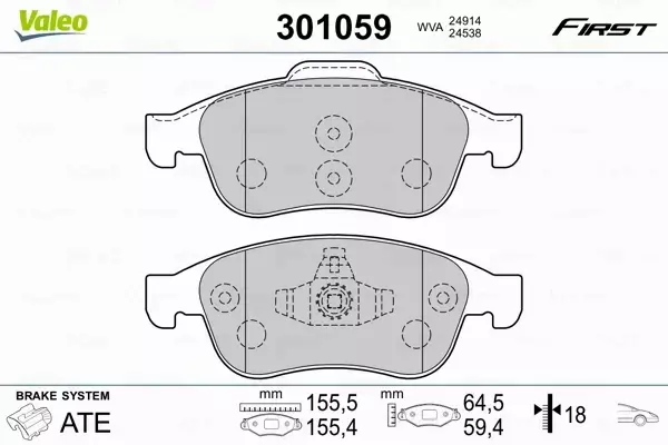 VALEO KLOCKI HAMULCOWE FIRST 301059 