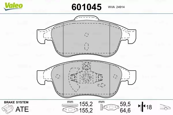 VALEO KLOCKI HAMULCOWE 601045 