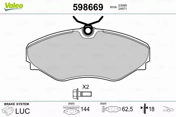 VALEO KLOCKI HAMULCOWE 598669 