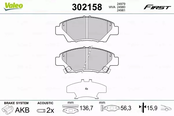 VALEO KLOCKI HAMULCOWE 302158 