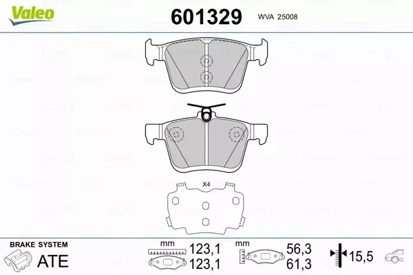 VALEO KLOCKI HAMULCOWE 601329 