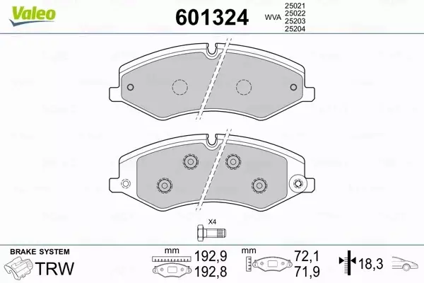 VALEO KLOCKI HAMULCOWE 601324 