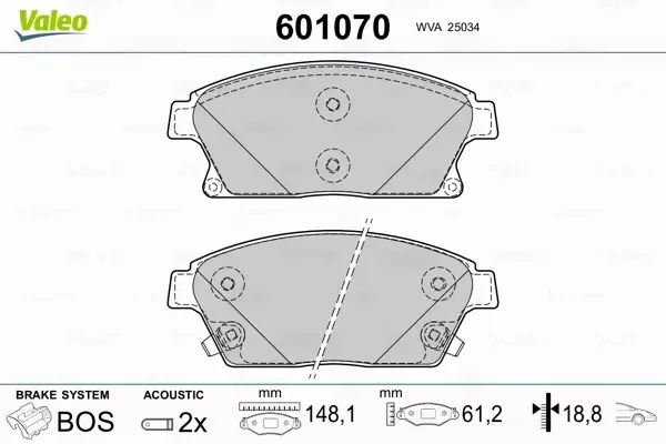 VALEO KLOCKI HAMULCOWE 601070 