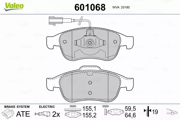 VALEO KLOCKI HAMULCOWE 601068 