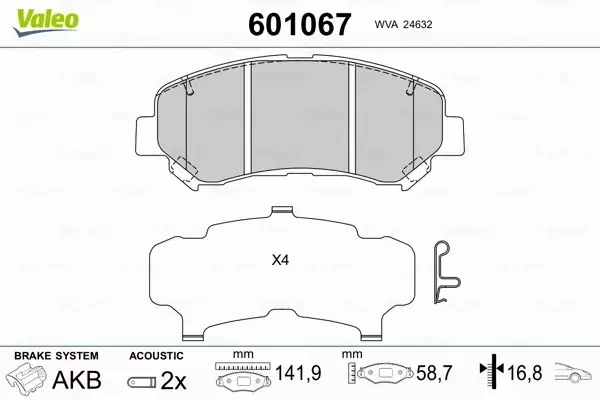 VALEO KLOCKI HAMULCOWE 601067 