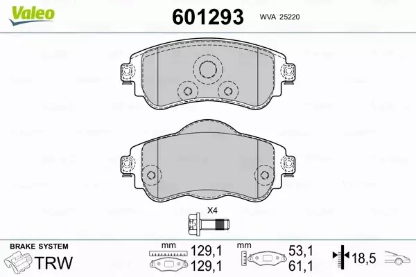 VALEO KLOCKI HAMULCOWE 601293 