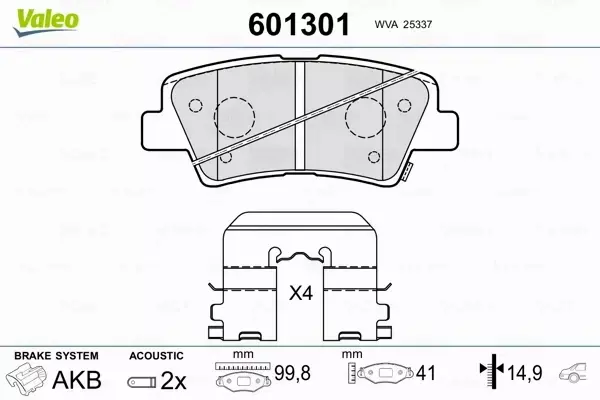 VALEO KLOCKI HAMULCOWE 601301 