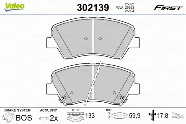 VALEO KLOCKI HAMULCOWE 302139 