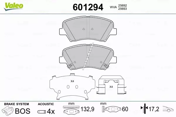 VALEO KLOCKI HAMULCOWE 601294 