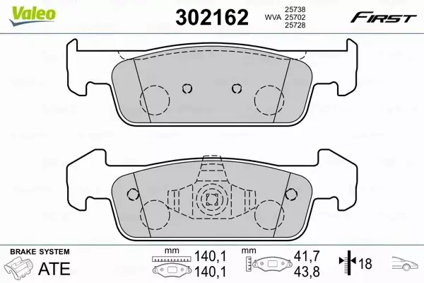 VALEO KLOCKI HAMULCOWE 302162 