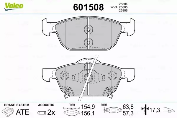 VALEO KLOCKI HAMULCOWE 601508 