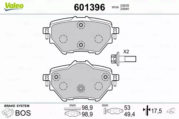 VALEO KLOCKI HAMULCOWE 601396 