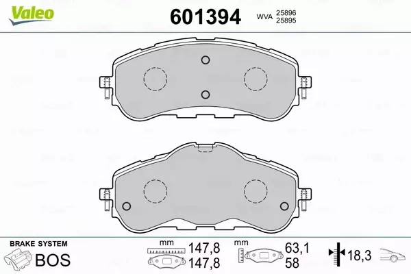 VALEO KLOCKI HAMULCOWE 601394 