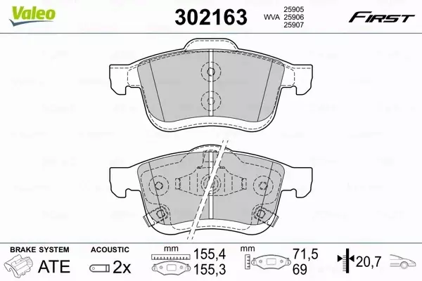 VALEO KLOCKI HAMULCOWE 302163 