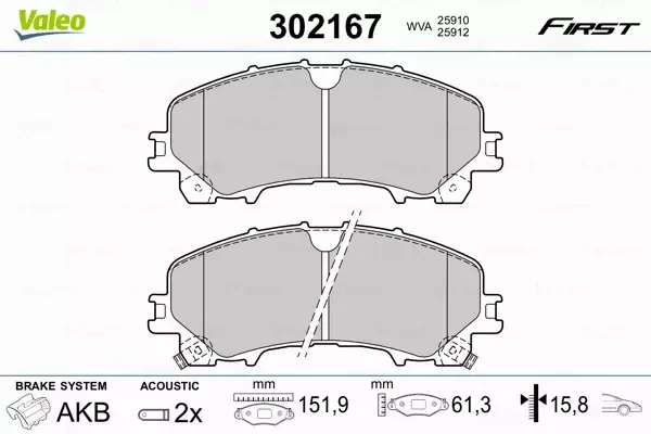 VALEO KLOCKI HAMULCOWE 302167 