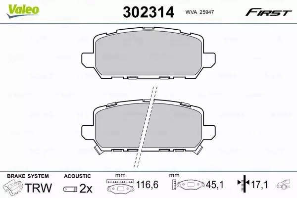 VALEO KLOCKI HAMULCOWE 302314 