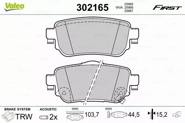 VALEO KLOCKI HAMULCOWE 302165 