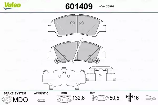 VALEO KLOCKI HAMULCOWE 601409 