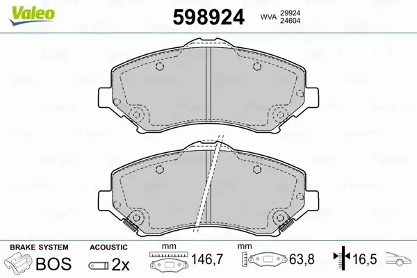 VALEO KLOCKI HAMULCOWE 598924 