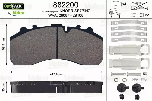 VALEO KLOCKI HAMULCOWE 882200 