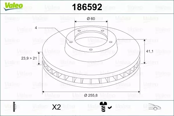 VALEO TARCZA HAMULCOWA 186592 