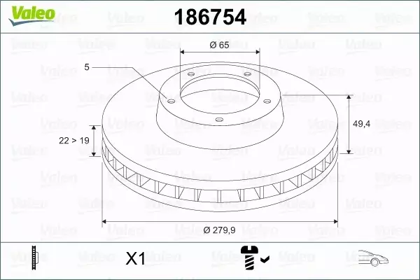 VALEO TARCZA HAMULCOWA 186754 